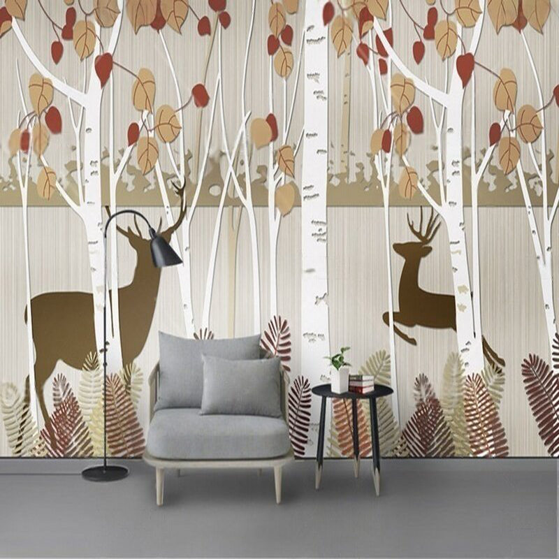 Home Textiles Luxury - Modernes und einfaches nordisches Birkenwaldfernsehen, luxuriöse