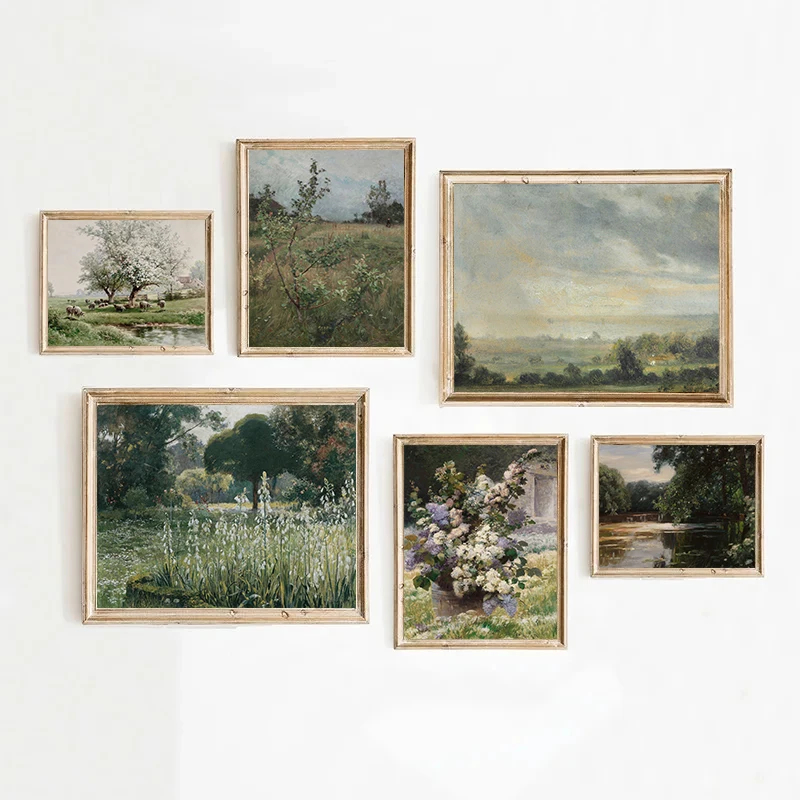 Home Textiles France - Antikes Französisches Landhausstil Wiesen Vintage Frühlingslandschaft