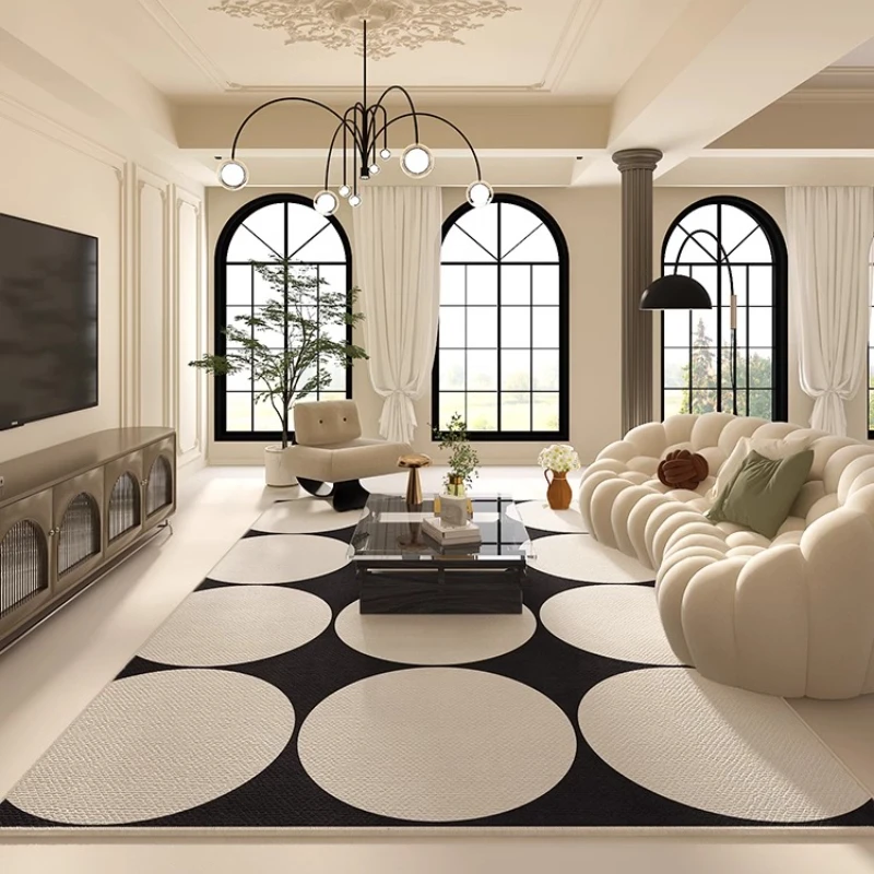 Home Lines Textiles - Leichter Luxus-Wohnzimmerteppich, Schwarz-Weiß, Hochwertige Flauschige Matten,