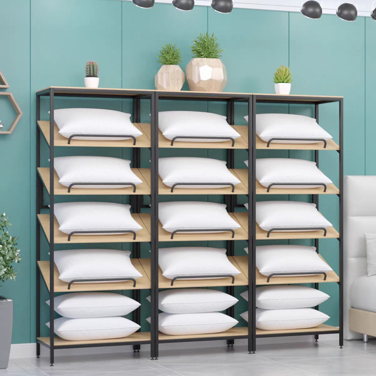 Home Textiles Exhibition - Heimtextilien Shop Regal Kissen Display Regal