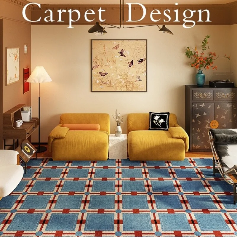 Home Lines Textiles - Karierter Retro-Teppich für Wohnzimmer, große Fläche,