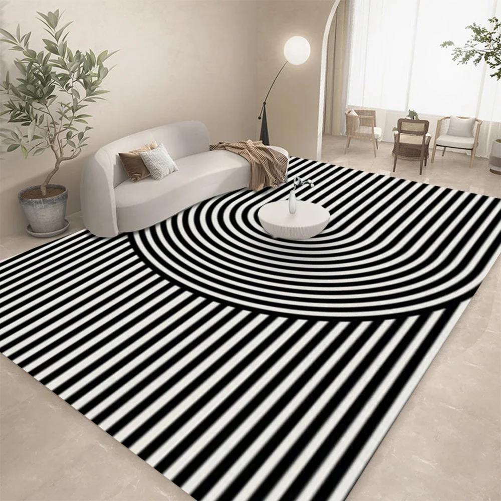 Home Lines Textiles - HD-Schwarz Weiß Geometrische Linie Abstrakte Kunst