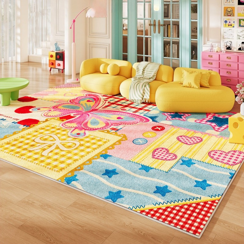 Home Lines Textiles - Dopaminfarbener Puzzle-Wohnzimmerteppich, rutschfeste Bodenmatte für Sofa