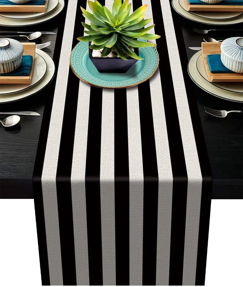 Home Textiles Plaid - Neue geometrische Leinen gestreifte Tisch läufer