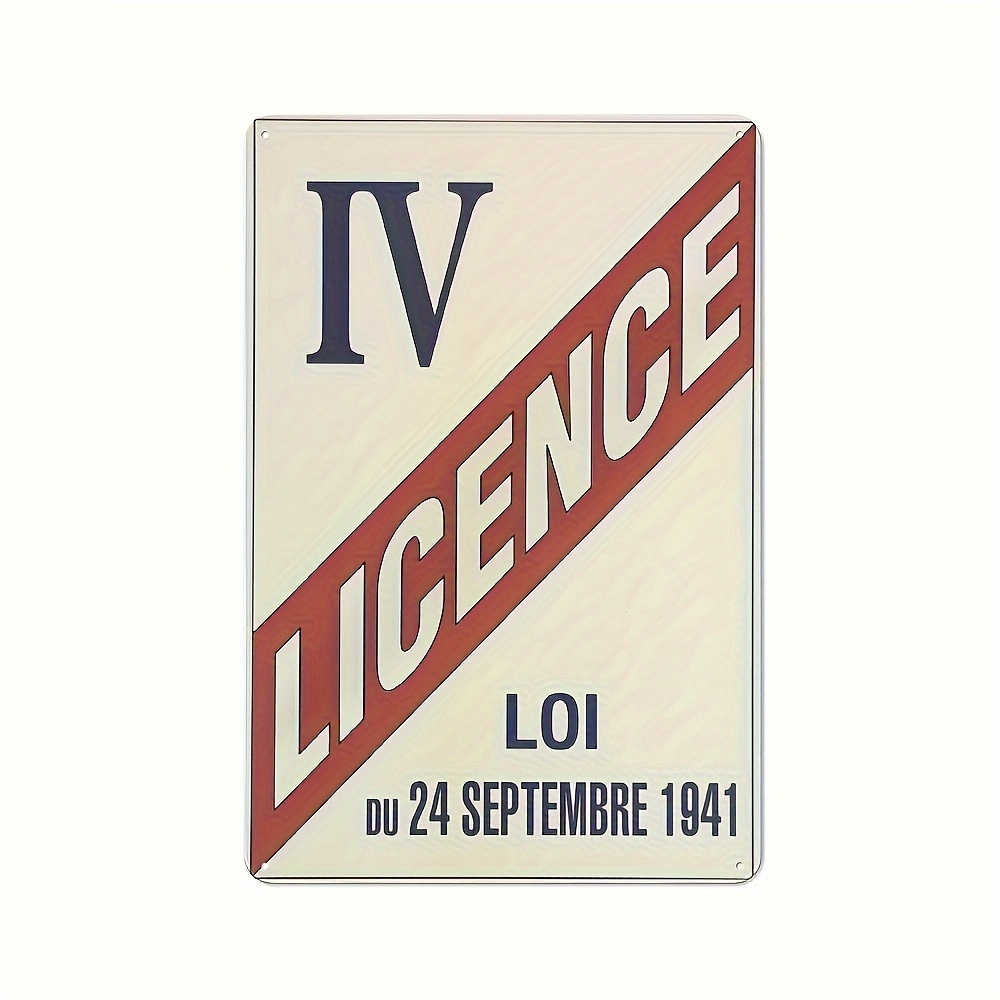 Home Textiles France - Französisches Alkoholgesetz Metallschild - Lizenz IV